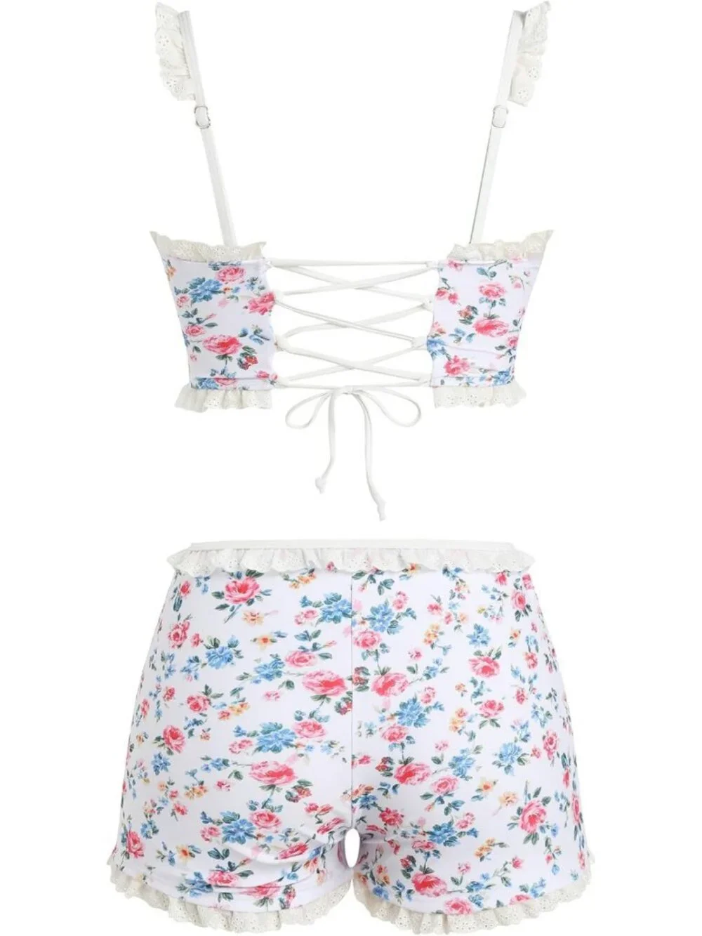 Ruffle 2-Piece Bikini Set for Women | Back Strap Bathing Suit | Summer Swimwear